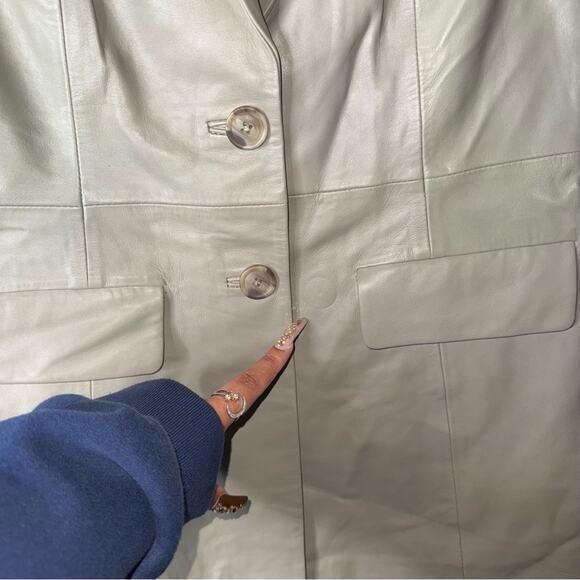 Nasty Gal 6 Genuine Leather Blazer Beige Taupe Fitted Jacket - Picture 8 of 9